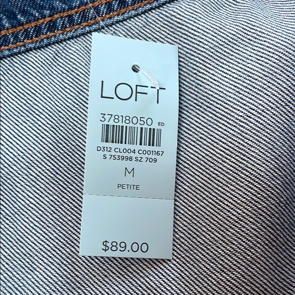 Loft Blue Denim Button-Up Shirt. N W T. MP. - Picture 4 of 5